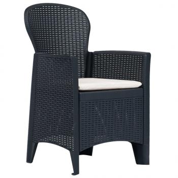 3-tlg. Bistro-Set Kunststoff Anthrazit Rattan-Optik