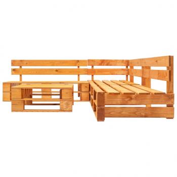 4-tlg. Garten-Lounge-Set aus Paletten Holz Honigbraun