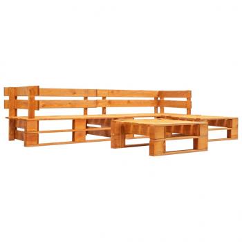 ARDEBO.de - 4-tlg. Garten-Paletten-Sofagarnitur Holz Honigbraun