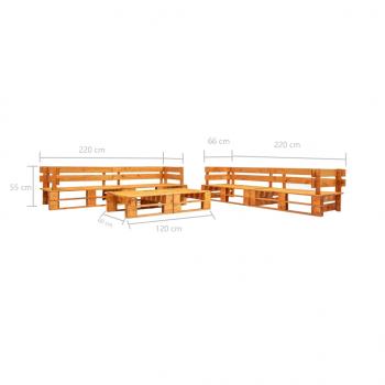 6-tlg. Garten-Lounge-Set aus Paletten Holz Honigbraun