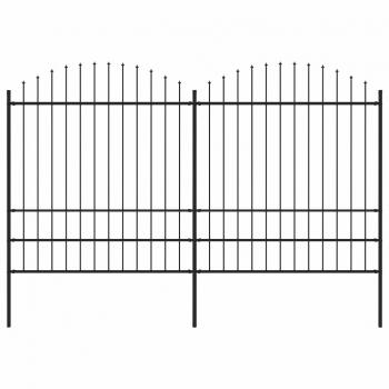 ARDEBO.de - Gartenzaun mit Speerspitzen Stahl (1,75 - 2) x 3,4 m Schwarz