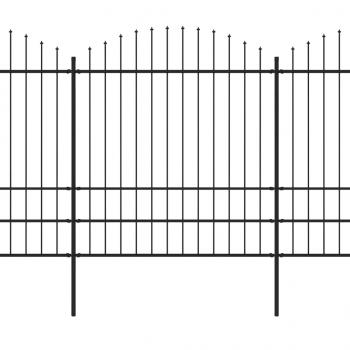 Gartenzaun mit Speerspitzen Stahl (1,75 - 2) x 5,1 m Schwarz