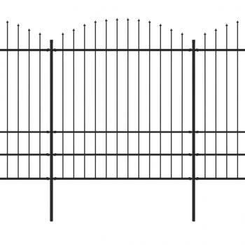 Gartenzaun mit Speerspitzen Stahl (1,75 - 2) x 6,8 m Schwarz