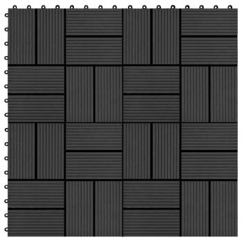 ARDEBO.de - 22 Stk. Terrassenfliesen 30 x 30 cm 2 qm WPC Schwarz