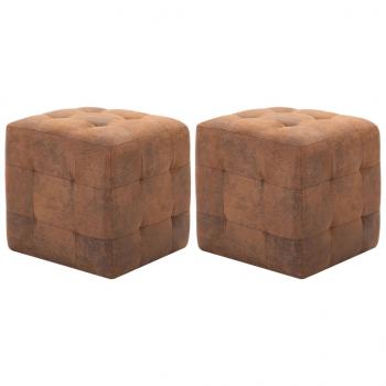 ARDEBO.de - Pouf 2 Stk. Braun 30x30x30 cm Wildleder-Optik