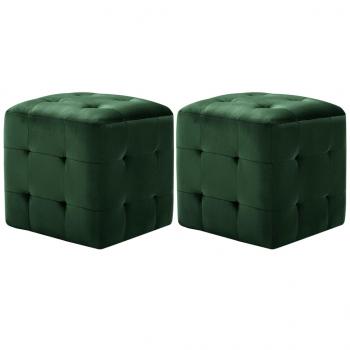 ARDEBO.de - Pouf 2 Stk. Grün 30x30x30 cm Samtstoff