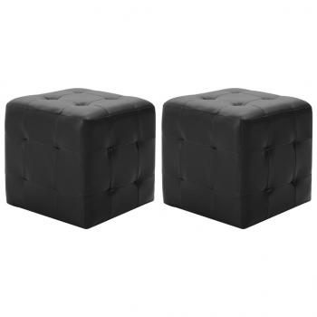 ARDEBO.de - Pouf 2 Stk. Schwarz 30x30x30 cm Kunstleder