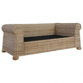 2-tlg. Sofagarnitur mit Kissen Natur Rattan