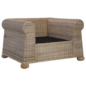 3-tlg. Sofagarnitur mit Kissen Natur Rattan