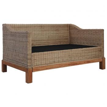 2-tlg. Sofagarnitur mit Kissen Natur Rattan