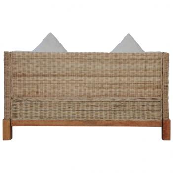 2-tlg. Sofagarnitur mit Kissen Natur Rattan