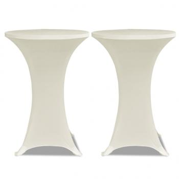 Stehtischhussen 4 Stk. Ø 80 cm Creme Stretch