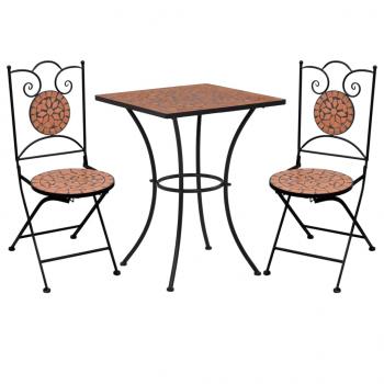 ARDEBO.de - 3-tlg. Bistro-Set Mosaik Keramik Terrakotta 