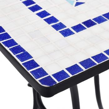 3-tlg. Bistro-Set Mosaik Keramik Blau und Weiß