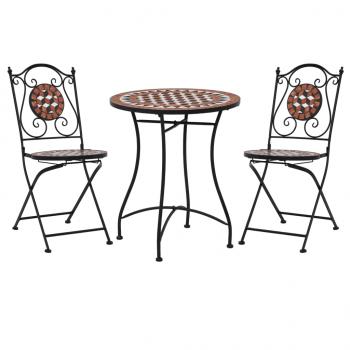 ARDEBO.de - 3-tlg. Bistro-Set Mosaik Keramik Terrakotta  