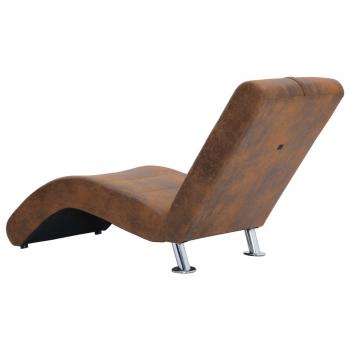 Chaiselongue mit Kissen Braun Wildleder-Optik 