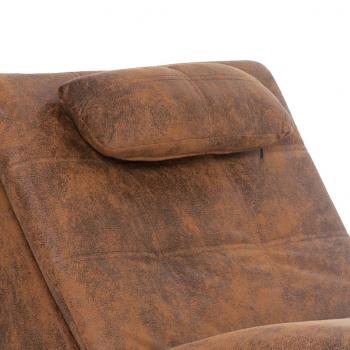 Massage Chaiselongue mit Kissen Braun Wildleder-Optik 