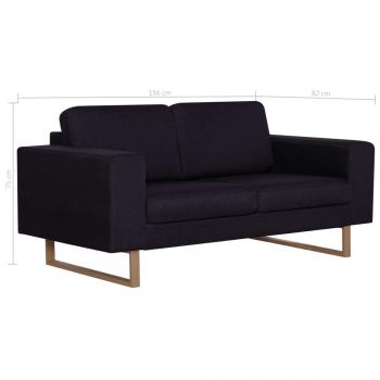 2-Sitzer-Sofa Stoff Schwarz