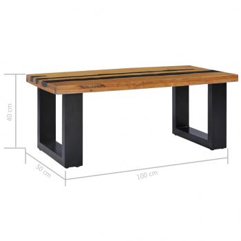 Couchtisch 100×50×40 cm Teak-Massivholz und Lavastein 