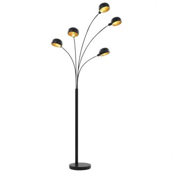 Stehlampe 200 cm 5 x E14 Schwarz und Golden