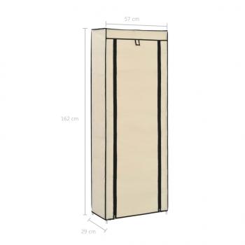 Schuhschrank mit Abdeckung Cremeweiß 57 x 29 x 162 cm Stoff   