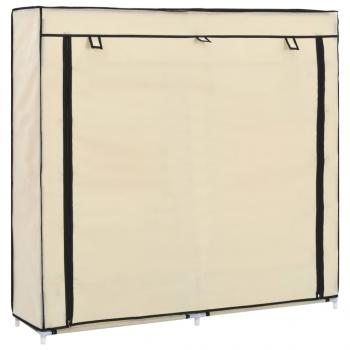 ARDEBO.de - Schuhschrank mit Abdeckung Cremeweiß 115 x 28 x 110 cm Stoff