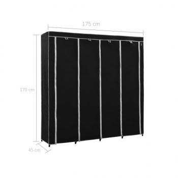 Kleiderschrank mit 4 Fächern Schwarz 175 x 45 x 170 cm