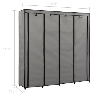 Kleiderschrank mit 4 Fächern Grau 175 x 45 x 170 cm