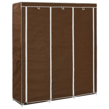 ARDEBO.de - Kleiderschrank mit Fächern und Stangen Braun 150x45x175cm Stoff