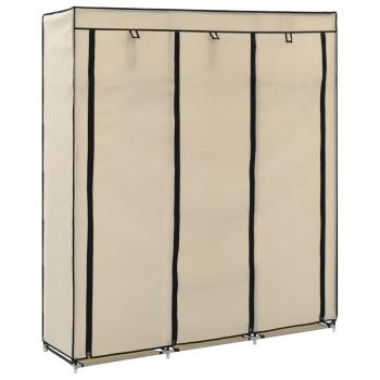 ARDEBO.de - Kleiderschrank mit Fächern und Stangen Creme 150x45x175cm Stoff