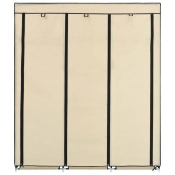 Kleiderschrank mit Fächern und Stangen Creme 150x45x175cm Stoff