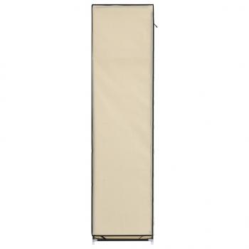 Kleiderschrank mit Fächern und Stangen Creme 150x45x175cm Stoff