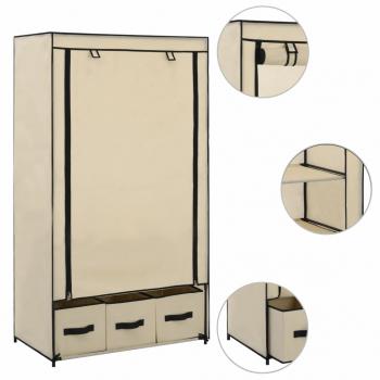 Kleiderschrank Creme 87 x 49 x 159 cm Stoff