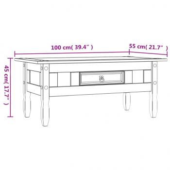 Couchtisch Mexiko-Stil Kiefernholz Grau 100x55x44 cm