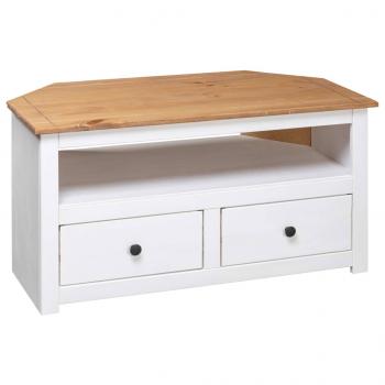 TV-Eckschrank Weiß 93 x 49 x 49 cm Massivholz Panama-Kiefer 