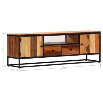 TV-Schrank 120x30x40 cm Massives Altholz und Stahl