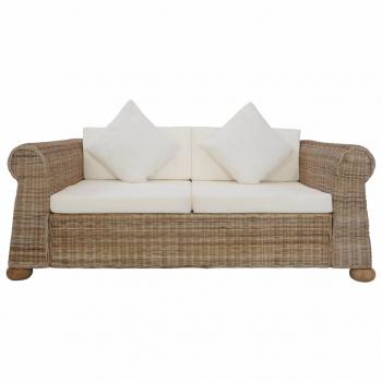 2-Sitzer-Sofa mit Kissen Natur Rattan