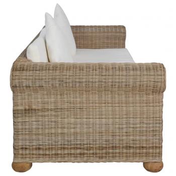 3-Sitzer-Sofa mit Kissen Natur Rattan