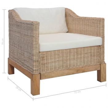 Sessel mit Auflagen Natur Rattan