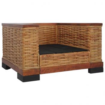 Sessel mit Kissen Braun Natur Rattan