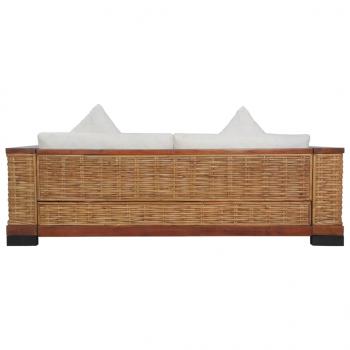 3-Sitzer-Sofa mit Kissen Braun Natürliches Rattan