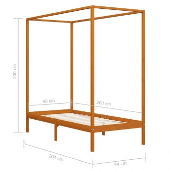 Himmelbett-Gestell Honigbraun Massivholz Kiefer 90 x 200 cm