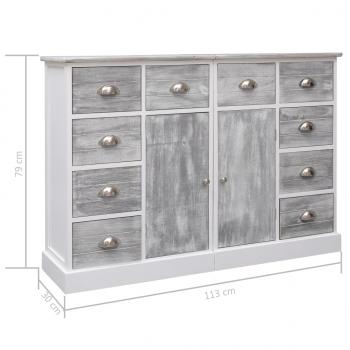 Sideboard mit 10 Schubladen Grau 113x30x79 cm Holz