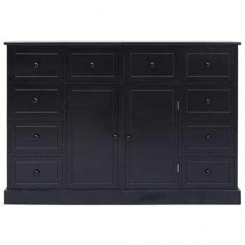 Sideboard mit 10 Schubladen Schwarz 113x30x79 cm Holz