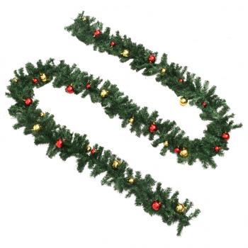 Weihnachtsgirlanden 4 Stk. mit Kugeln Grün 270 cm PVC