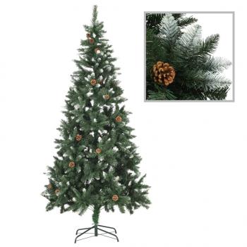 ARDEBO.de - Künstlicher Weihnachtsbaum Kiefernzapfen Weißem Glitzer 210 cm