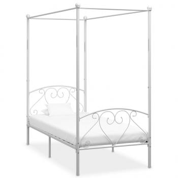 ARDEBO.de - Himmelbett-Gestell Weiß Metall 100 x 200 cm 