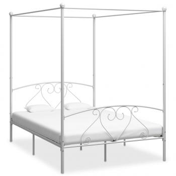 ARDEBO.de - Himmelbett-Gestell Weiß Metall 160 x 200 cm