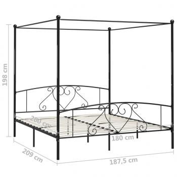 Himmelbett-Gestell Schwarz Metall 180 x 200 cm 