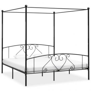 ARDEBO.de - Himmelbett-Gestell Schwarz Metall 200 x 200 cm 